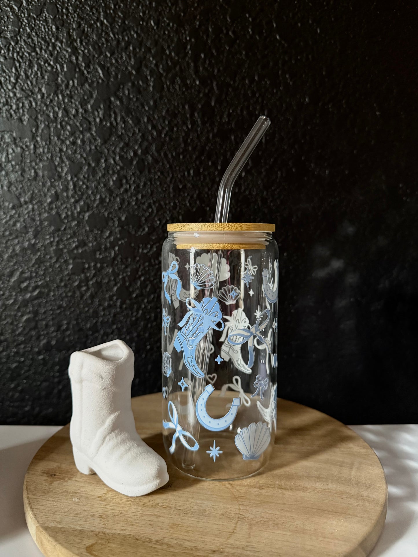 Coastal Cowgirl Glass Coffee Cup