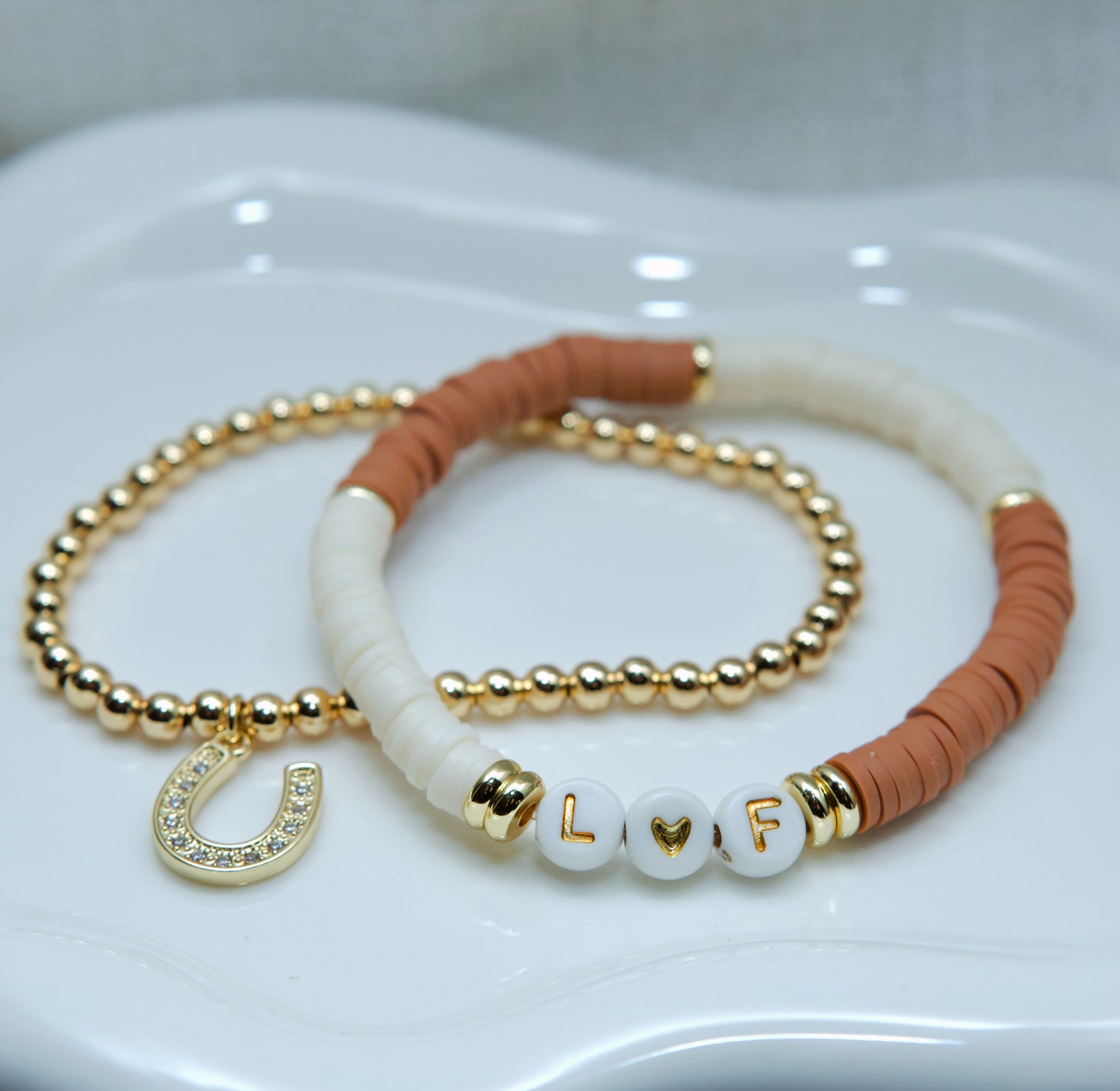 ‘Lucky In Love’ Bracelet Stack | Custom Initial Bracelet